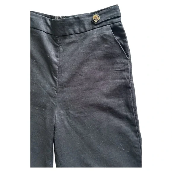 AQUA Bloomingdale’s Black Linen/Cotton High Waist Wide Leg Pants Medium NWT - Picture 3 of 8